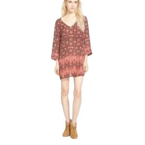 Anthropology Hinge Floral Shift Dress Lightweight Oversized Size XS Boho V-Neck.
